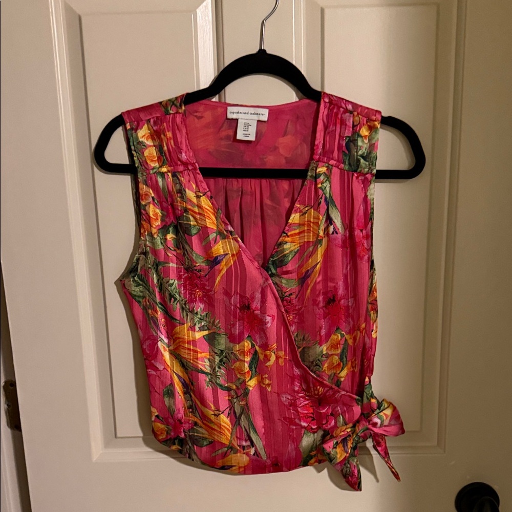 cupcakes & cashmere Tropical Pink Blouse